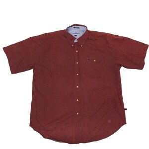 B.B Classics Shirt Mens XL Red Polka Dot Button Up Short Sleeve Cotton‎